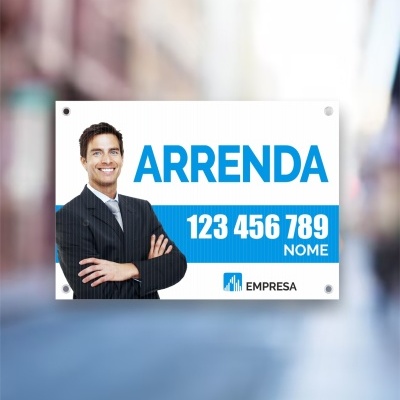 Placa Imobiliária | ARRENDA 70x50cm Placa Imobiliária | ARRENDA 70x50cm