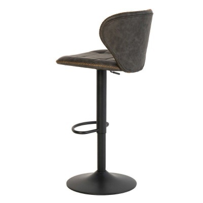 Banco alto de bar com assento cinza escuro e base preta