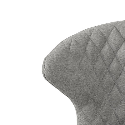Parte superior de cadeira acolchoada cinzenta com padrão de losangos