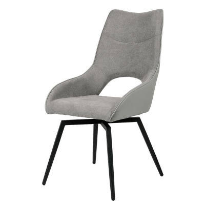 Cadeira moderna cinzenta com pernas pretas em metal