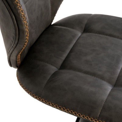 Cadeira de escritório cinza escuro com costura castanha