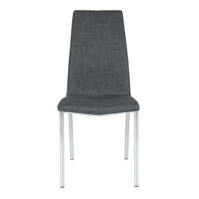Cadeira metálica estofada cinza escuro com pernas cromadas