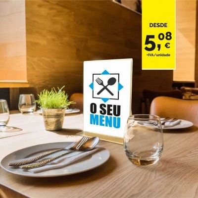 Menu de Mesa em acrílico