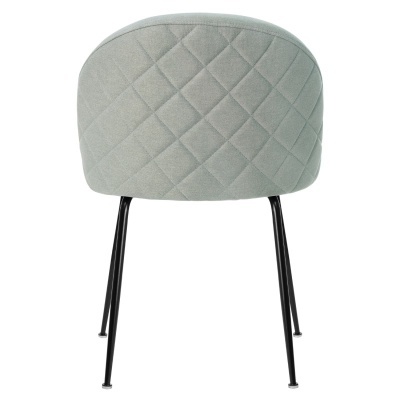 Cadeira cinzenta com pernas pretas vista de trás