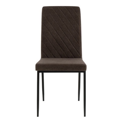 Cadeira estofada castanha com pernas pretas de design simples