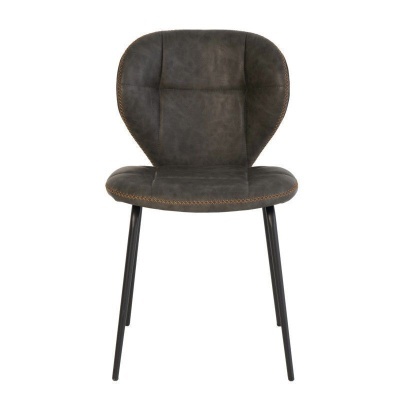 Cadeira cinza escuro com estrutura metálica preta