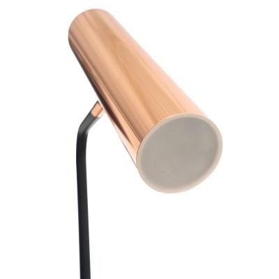 Candeeiro de mesa cilíndrico cobre com suporte preto