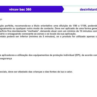 VIRCOV BAC 360 - para desinfecção de roupa a partir de 30 graus (máquina de lavar), e de superfícies interiores e exteriores - garrafa 1L