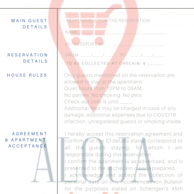 Reservation Agreement - Boletim de Alojamento (100 unidades) - INGLÊS