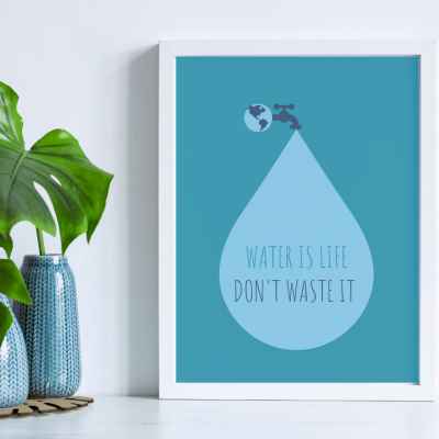 Poster POUPAR ÁGUA (em inglês) 13x18cm