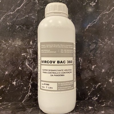 VIRCOV BAC 360 - para desinfecção de roupa a partir de 30 graus (máquina de lavar), e de superfícies interiores e exteriores - garrafa 1L