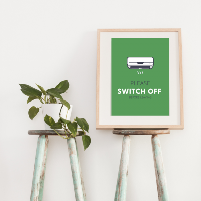 Poster DESLIGAR O AR CONDICIONADO (em inglês)