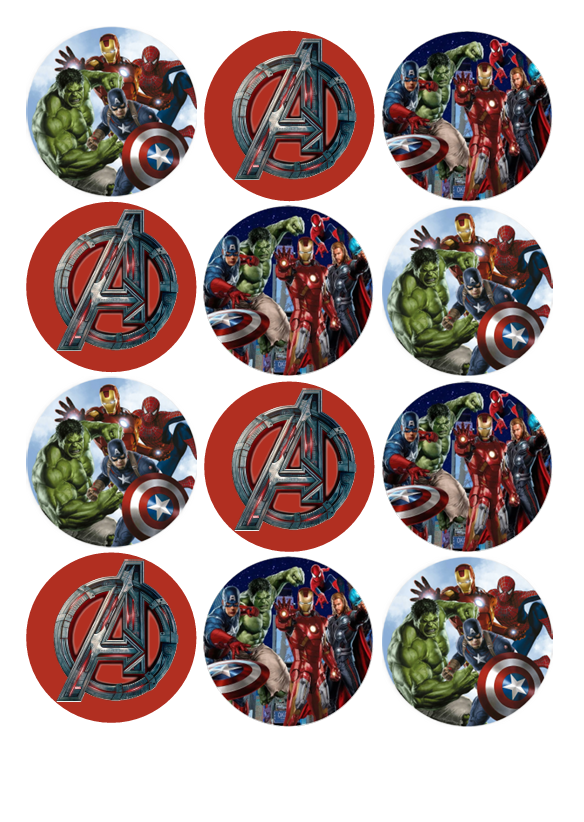 Impressão comestível Bolachas/Cupcakes Avengers Impressão comestível Bolachas/Cupcakes Avengers