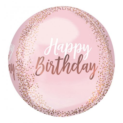 Balão Orbz 'Happy Birthday' Blush