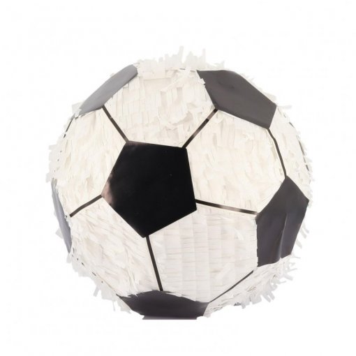 Bola de futebol decorativa de papel preto e branco sobre fundo branco