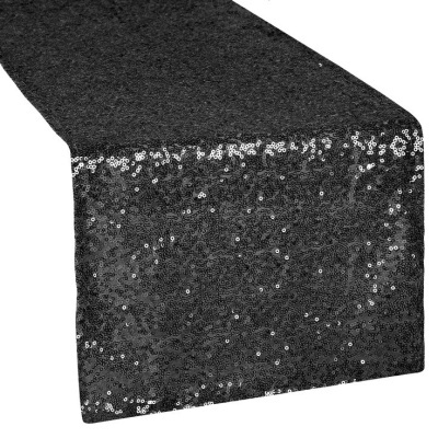 Caminho de mesa de lantejoulas, preto