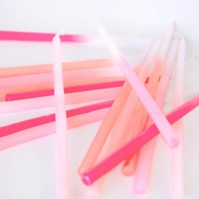 16 Velas altas  pink dipped