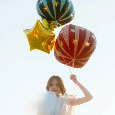 Balão foil Bola com estrelas verde