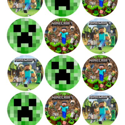 Impressão comestível Bolachas/Cupcakes Minecraft
