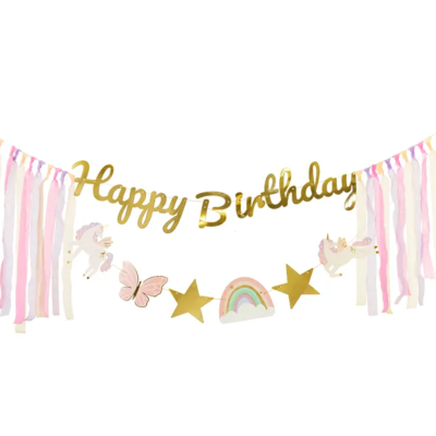 Grinalda Happy Birthday Unicórnios