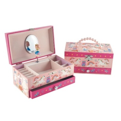 Caixa de joias músical com gaveta - fada arco iris !