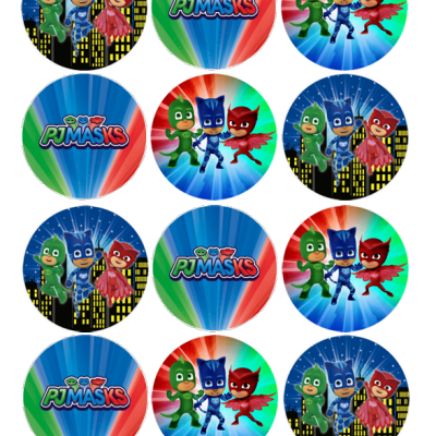 Impressão comestível Bolachas/Cupcakes Pjmasks