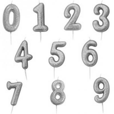 Velas Glitter Prata 7cm