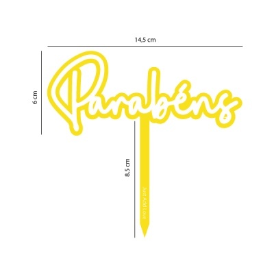 Topper Parabéns Amarelo & Branco