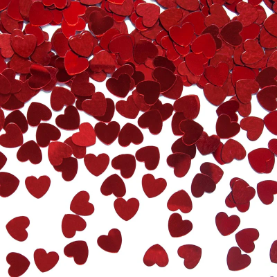Confetti corações vermelho foil