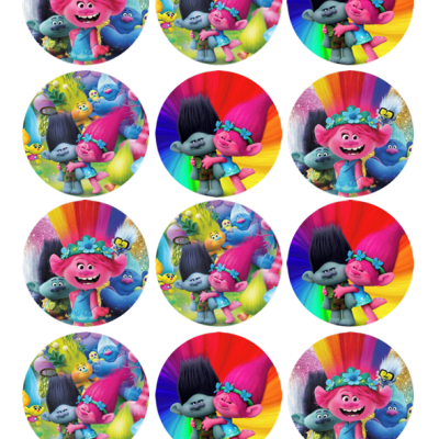 Impressão comestível Bolachas/Cupcakes Trolls