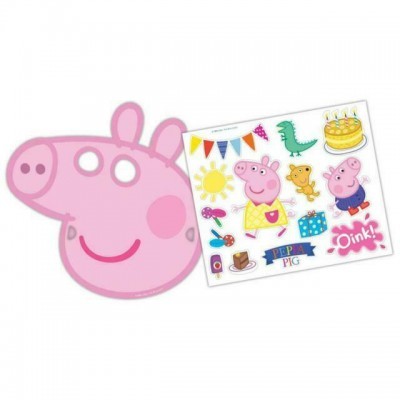 6 Mascaras Peppa e 6 folhas de stickers