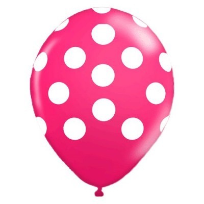 Balões Bolinhas Brancas rosa fushia