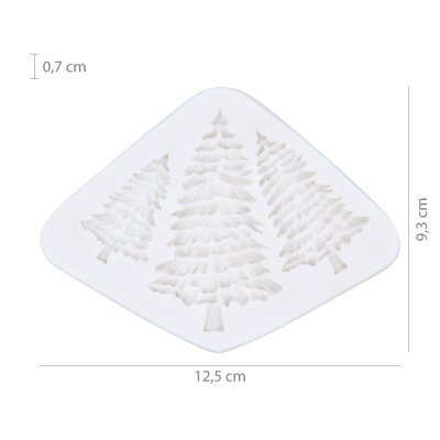Moldes de silicone branco com desenhos de pinheiros em relevo