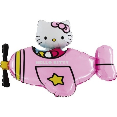 Balão Foil Hello Kitty Rosa no Avião