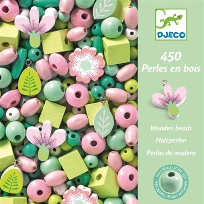 Contas de Madeira- Folhas e flores