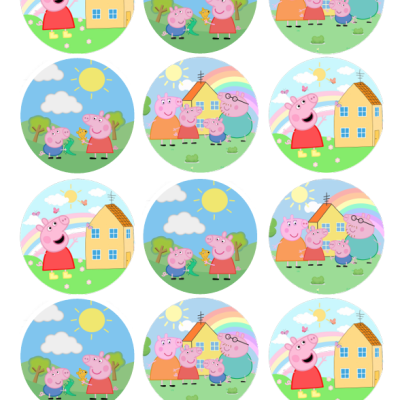 Impressão comestível Bolachas/Cupcakes Peppa