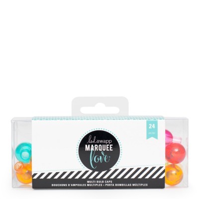 Caixa transparente com 24 tampas coloridas para canudos