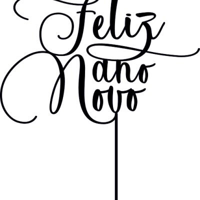 Topo de bolo Feliz ano Novo preto