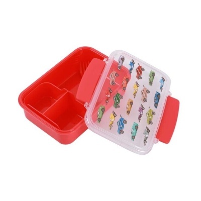 Caixa de Lanche com Colher e Garfo Carros