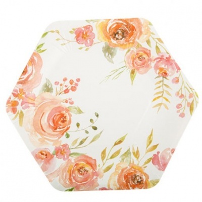 Pratos Flores Rosa e Branco