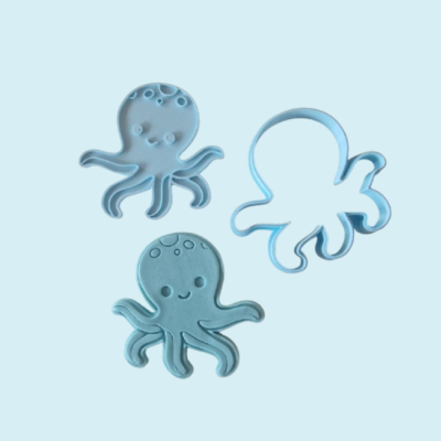 Cortadores de bolacha em forma de polvo em plástico azul claro