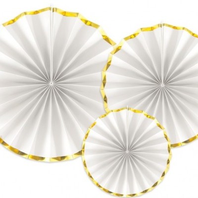 Rosetas branco e dourado x3