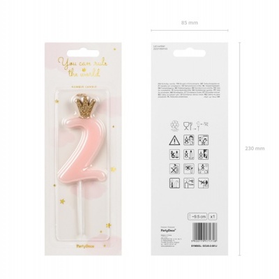 Vela nº2 com Coroa Rosa Bébé