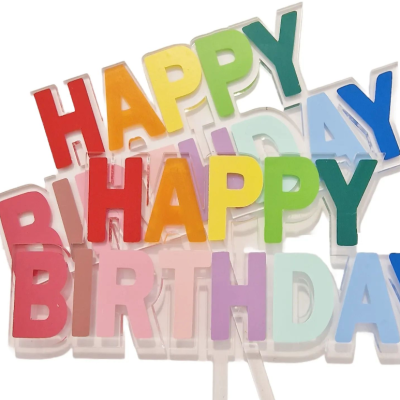 Topo de Bolo Acrílico Happy birthday