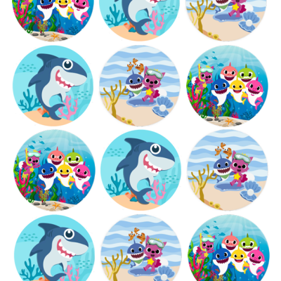 Impressão comestível Bolachas/Cupcakes Baby Shark