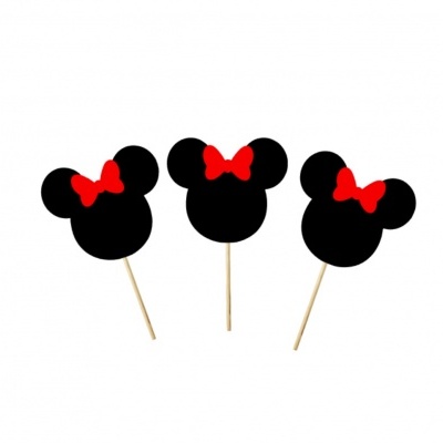 12 Cupcake toppers Minnie vermelha