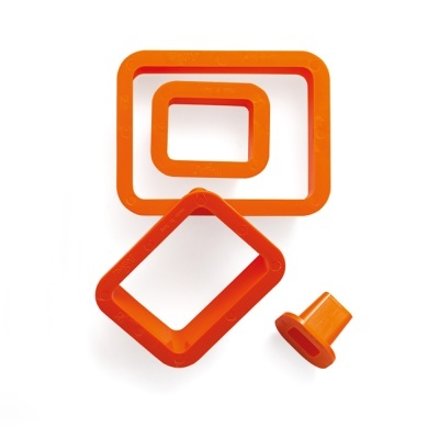 Conjunto de cortadores de massa em plástico laranja shapes geométricos