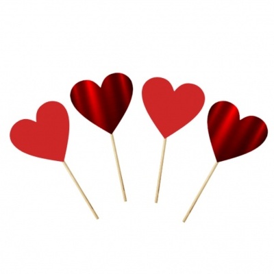 12 Cupcake toppers Corações Vermelhos
