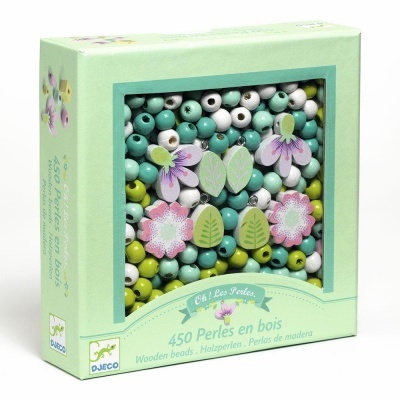 Contas de Madeira- Folhas e flores