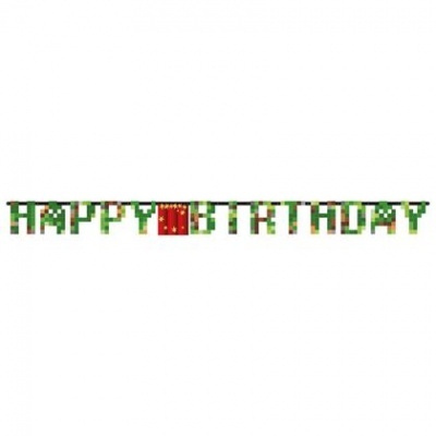 Grinalda Happy Birthday personalizável minecraft